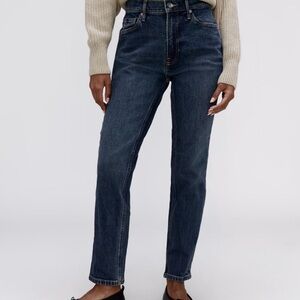 Everlane High Rise Slim Straight Jeans Dark Wash 27